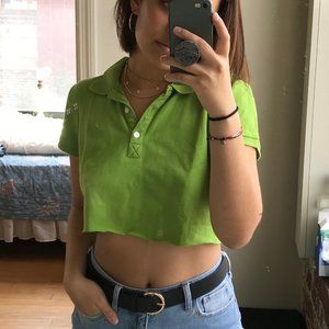 Y2K green cropped polo